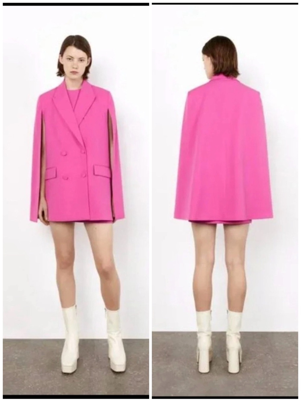 Zara Double-Breasted Pink Blazer Jacket